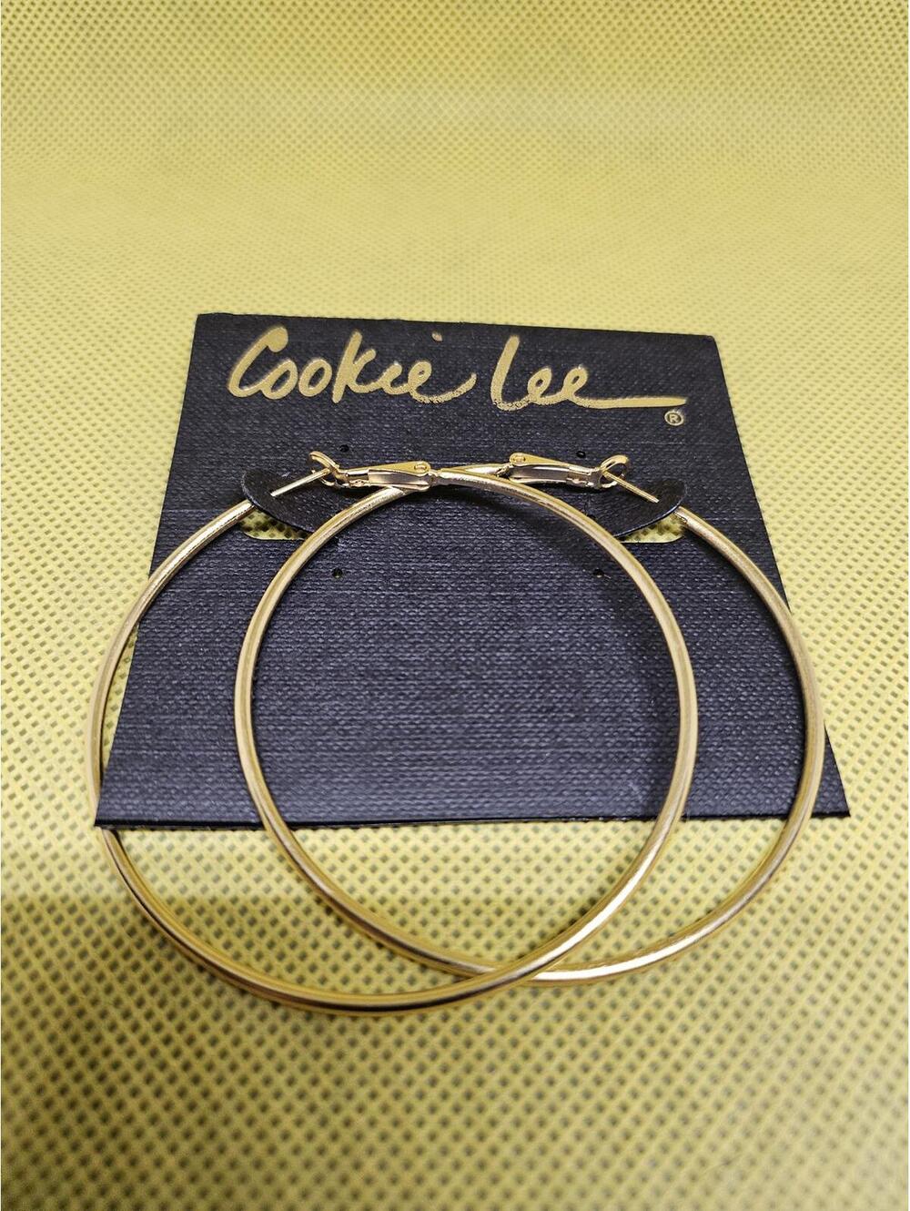 New Retro Cookie Lee Gold color  Hoop Earrings- See pics for size/style NWT